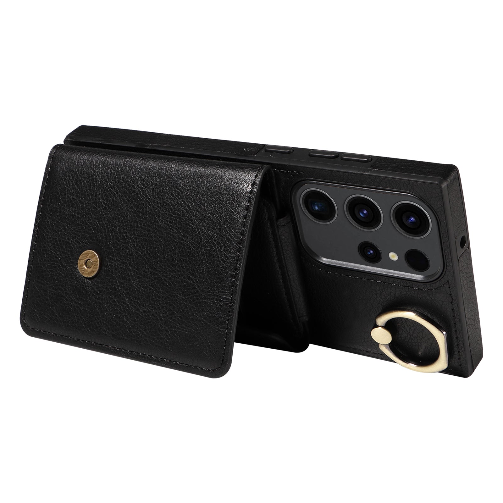 002 Card Bag Shell for Samsung Galaxy S23 Ultra Ring Kickstand Cover Litchi Texture Leather TPU Phone Case with Shoulder Strap 002 Card Bag Shell for Samsung Galaxy S23 Ultra Ring Kickstand Cover Litchi Texture Leather TPU Phone Case with Shoulder Strap